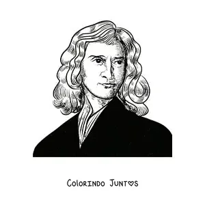 Desenho para colorir de um retrato de Isaac Newton