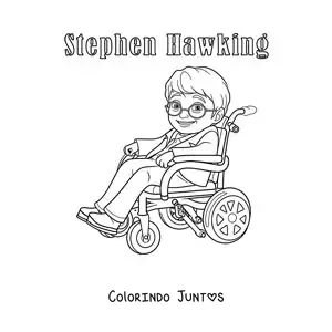 Desenho para colorir de Stephen Hawking animado com seu nome