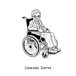 Desenho para colorir de uma caricatura de Stephen Hawking