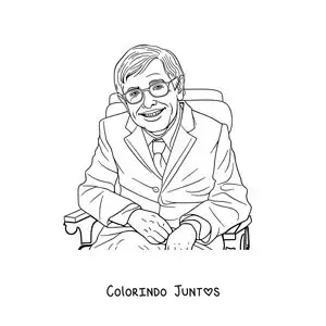 Desenho para colorir de um retrato realista de Stephen Hawking