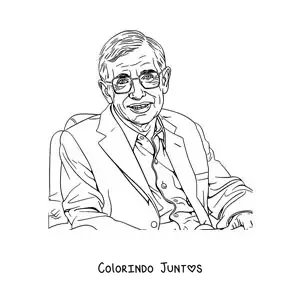 Desenho para colorir de um retrato de Stephen Hawking