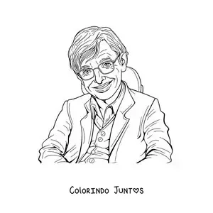 Desenho para colorir de um retrato de Stephen Hawking animado