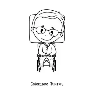Desenho para colorir de uma caricatura facil de Stephen Hawking