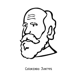 Desenho para colorir de uma caricatura de Charles Darwin