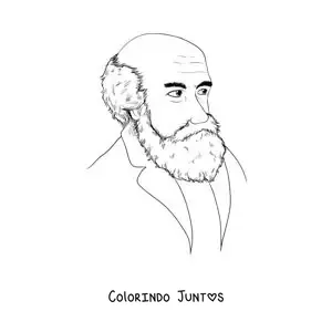Desenho para colorir de um retrato de Charles Darwin animado