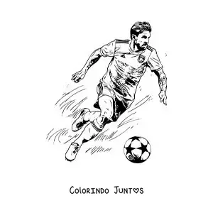 Desenho para colorir de Lionel Messi jogando futebol