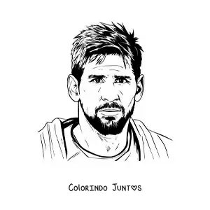 Desenho para colorir de um retrato de Lionel Messi