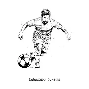 Desenho para colorir de Lionel Messi em uma partida de futebol