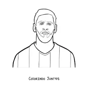 Desenho para colorir de um retrato de Lionel Messi animado facil