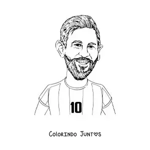 Desenho para colorir de uma caricatura do jogador de futebol Lionel Messi