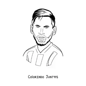 Desenho para colorir de uma caricatura de Messi com barba