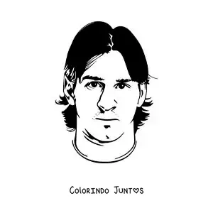 Desenho para colorir de um retrato de Messi animado facil