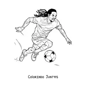 Desenho para colorir de Ronaldinho jogando futebol