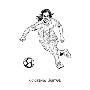 Desenho para colorir de Ronaldinho animado em uma partida de futebol