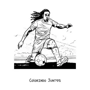 Desenho para colorir de Ronaldinho realista jogando futebol