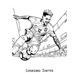 Desenho para colorir de Neymar marcando um gol