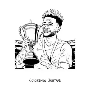 Desenho para colorir de Neymar campeao com uma taca