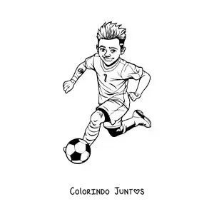 Desenho para colorir de Neymar animado jogando futebol