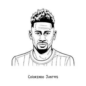 Desenho para colorir de um retrato realista de Neymar
