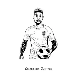 Desenho para colorir de Neymar com uma bola de futebol