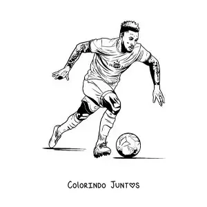 Desenho para colorir de Neymar em uma partida de futebol