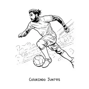 Desenho para colorir de Sergio Ramos animado jogando futebol