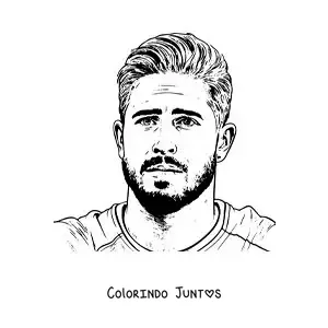 Desenho para colorir de um retrato de Sergio Ramos com o cabelo curto em estilo realista