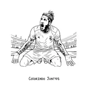 Desenho para colorir de Sergio Ramos comemorando um gol