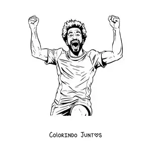 Desenho para colorir de Mohamed Salah comemorando um gol
