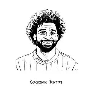Desenho para colorir de um retrato de Mohamed Salah em estilo realista