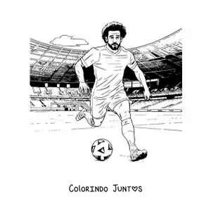 Desenho para colorir de Mohamed Salah jogando futebol