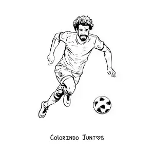 Desenho para colorir de Mohamed Salah animado marcando um gol