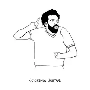 Desenho para colorir de uma caricatura de Mohamed Salah