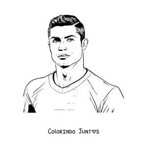 Desenho para colorir de um retrato de Cristiano Ronaldo animado