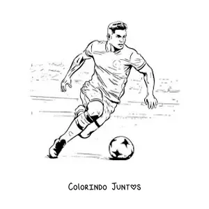 Desenho para colorir de Cristiano Ronaldo animado jogando futebol