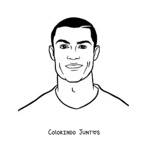 Desenho para colorir de um retrato de Cristiano Ronaldo facil