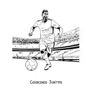 Desenho para colorir de Cristiano Ronaldo em uma partida de futebol em estilo realista