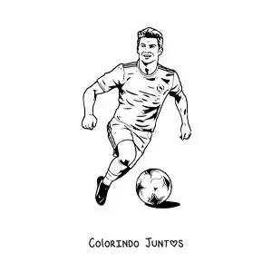 Desenho para colorir de Cristiano Ronaldo animado jogando futebol