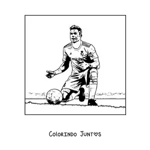 Desenho para colorir de Cristiano Ronaldo bravo em um jogo de futebol