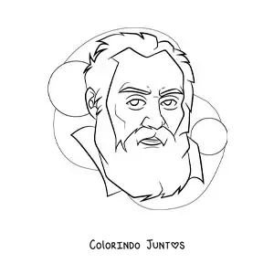 Desenho para colorir de um retrato de Galileu Galilei facil