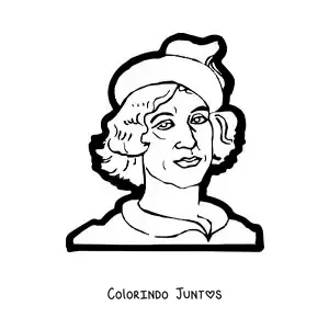 Desenho para colorir de um retrato de Nicolau Copernico facil