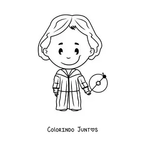 Desenho para colorir de Nicolau Copernico kawaii