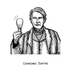 Desenho para colorir de um retrato de Thomas Edison em estilo realista