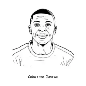 Desenho para colorir de um retrato de Kylian Mbappe animado