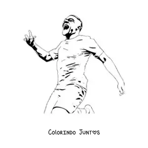 Desenho para colorir de Kylian Mbappe comemorando um gol