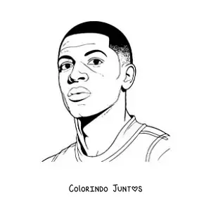 Desenho para colorir de um retrato de Kylian Mbappe facil