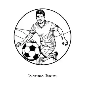 Desenho para colorir de Luis Suarez animado jogando futebol