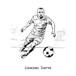 Desenho para colorir de Andres Iniesta jogando futebol