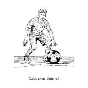 Desenho para colorir de Kevin De Bruyne em uma partida de futebol