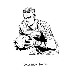 Desenho para colorir de Manuel Neuer jogando futebol como goleiro